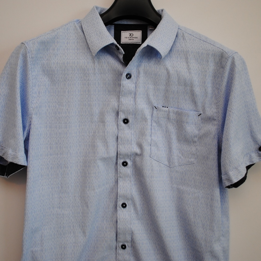 7 Diamonds Pretzel Logic Jacquard Woven Stretch Shirt Size L